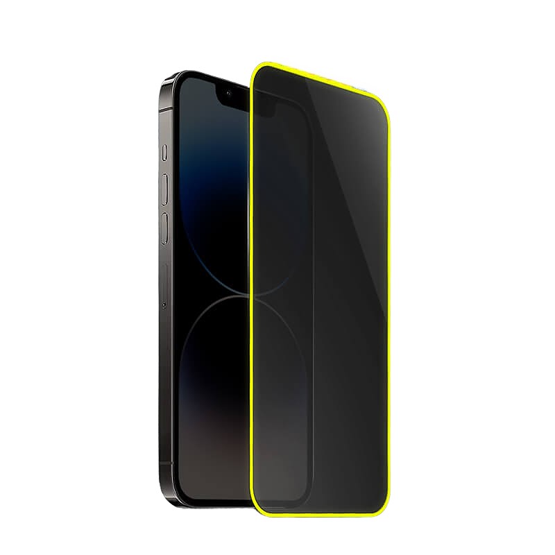 Folie de Sticla Securizata pentru Apple iPhone 15, , Luminous, Margine Fosforescenta Neon din Silicon, Mat, Anti-Amprenta, Protectie Completa, 9H, Galben
