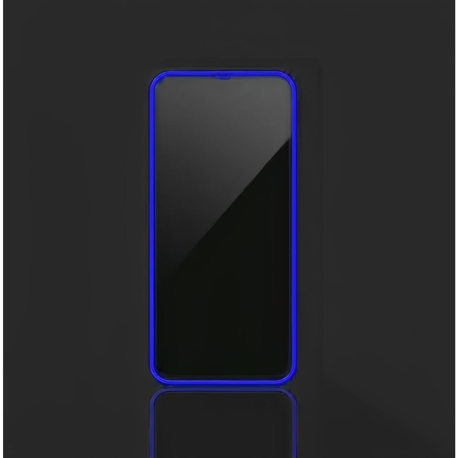 Folie de Sticla Securizata pentru Apple iPhone 15 Pro Max, , Luminous, Margine Fosforescenta Neon din Silicon, Mat, Anti-Amprenta, Protectie Completa, 9H, Albastru 2