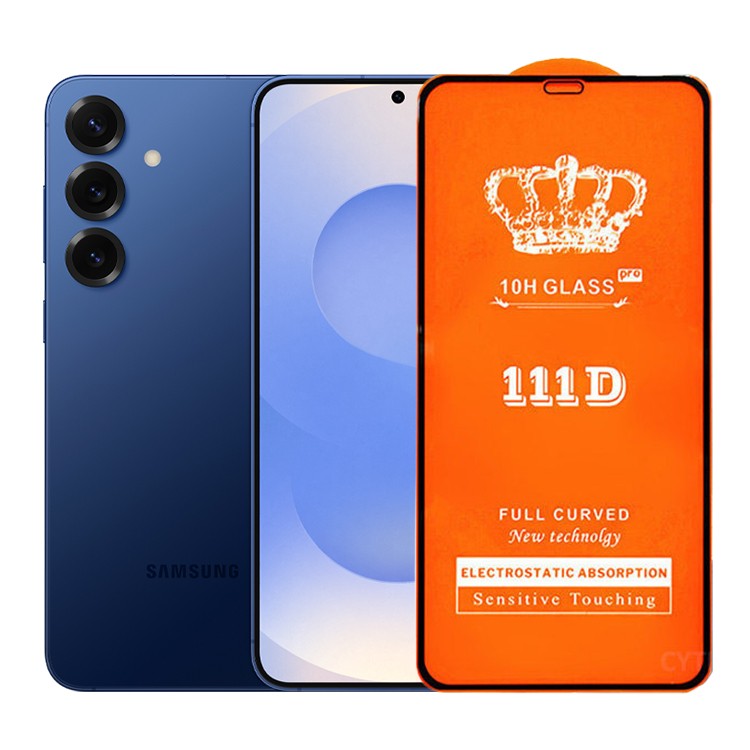 Folie Securizata pentru Samsung Galaxy S25 Plus, , Sticla de Protectie Compatibila cu Samsung Galaxy S25 Plus, Full Cover Series 111D, 10H GLASS, Margini Negre, Transparent