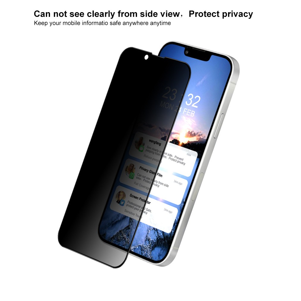 Folie Sticla securizata ® compatibila cu Apple iPhone Apple iPhone 13 / 13 Pro Full Glue Privacy Negru 3