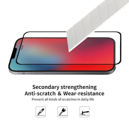 Folie Sticla securizata, , compatibila cu Xiaomi Redmi 12C, Full Glue, cu margini negre 4