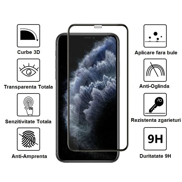 Folie Sticla securizata compatibila cu Xiaomi Redmi Note 10 5G Full Glue Negru 5