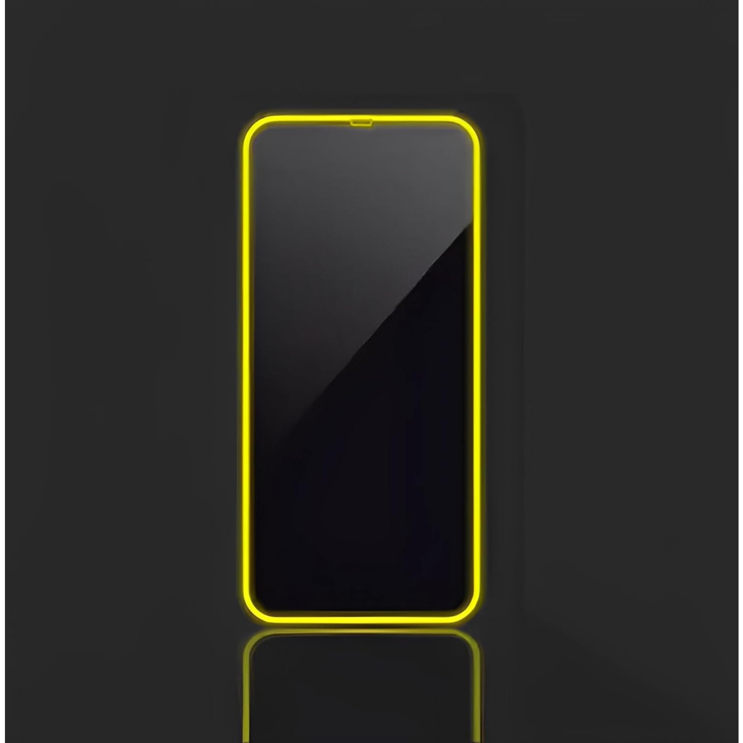 Folie de Sticla Securizata pentru Apple iPhone 15 Pro Max, , Luminous, Margine Fosforescenta Neon din Silicon, Mat, Anti-Amprenta, Protectie Completa, 9H, Galben 2