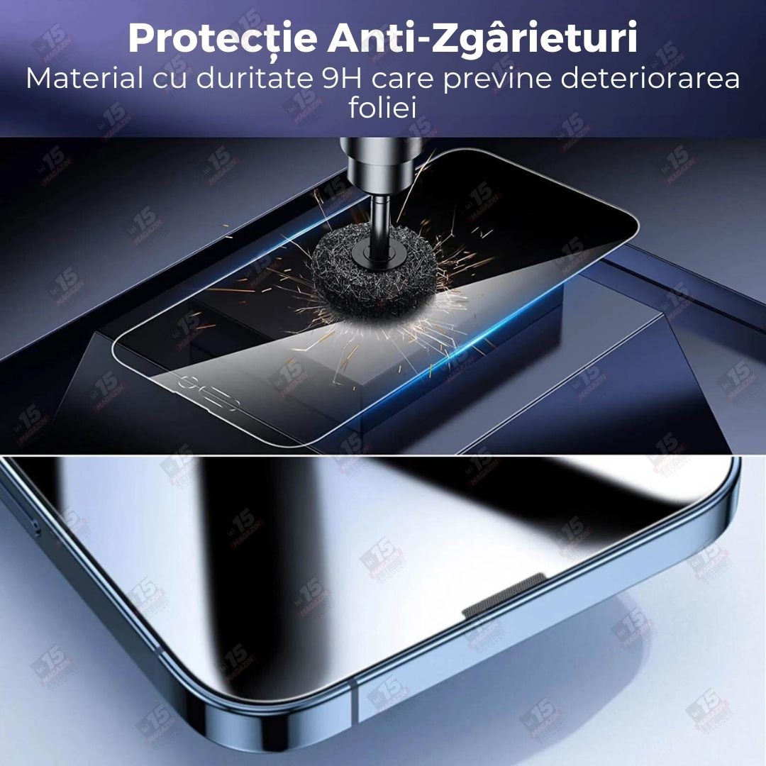 Folie Sticla Securizata, , Pentru Apple iPhone 16 Pro Max, Privacy Classic, 2.5D, Confidentialitate 30°, Negru Transparent 5