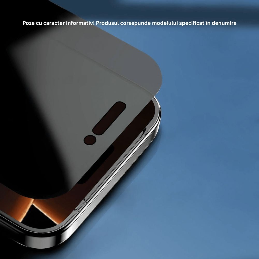 Folie Sticla Securizata, , Pentru Apple iPhone 16 Pro Max, Privacy Classic, 2.5D, Confidentialitate 30°, Negru Transparent 2
