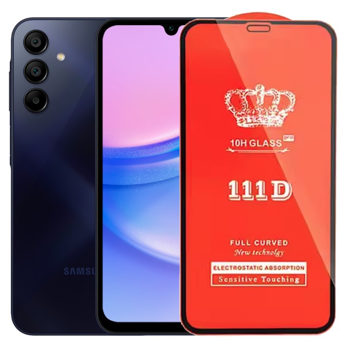 Folie Sticla Securizata pentru Samsung Galaxy A15/A15 5G, , Compatibila cu Samsung Galaxy A15/A15 5G, Full Cover 111D, HD, Margini Negre, Transparenta