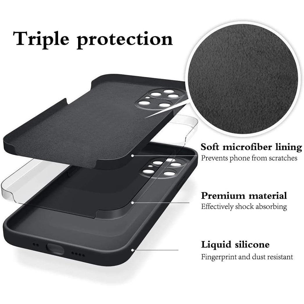 Husa de Protectie, , pentru Huawei P50 Pro, Liquid Silicone, cu Microfibra pe Interior, Protectie Antisoc, Compatibil Incarcare Wireless, Negru 3