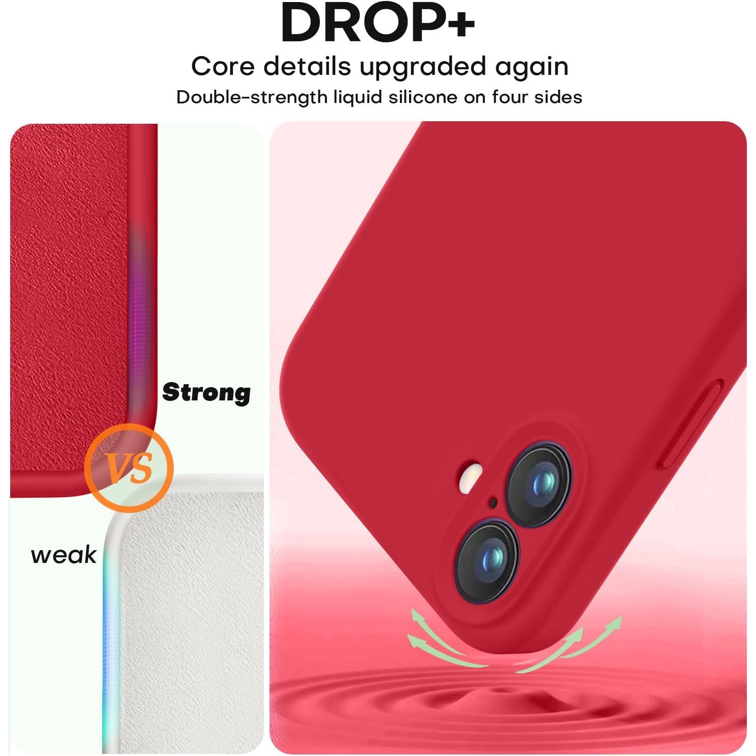 Husa de Protectie, , pentru iPhone 16 Plus, Liquid Silicone, cu Microfibra pe Interior, Protectie Antisoc, Compatibil Incarcare Wireless, Rosu 4