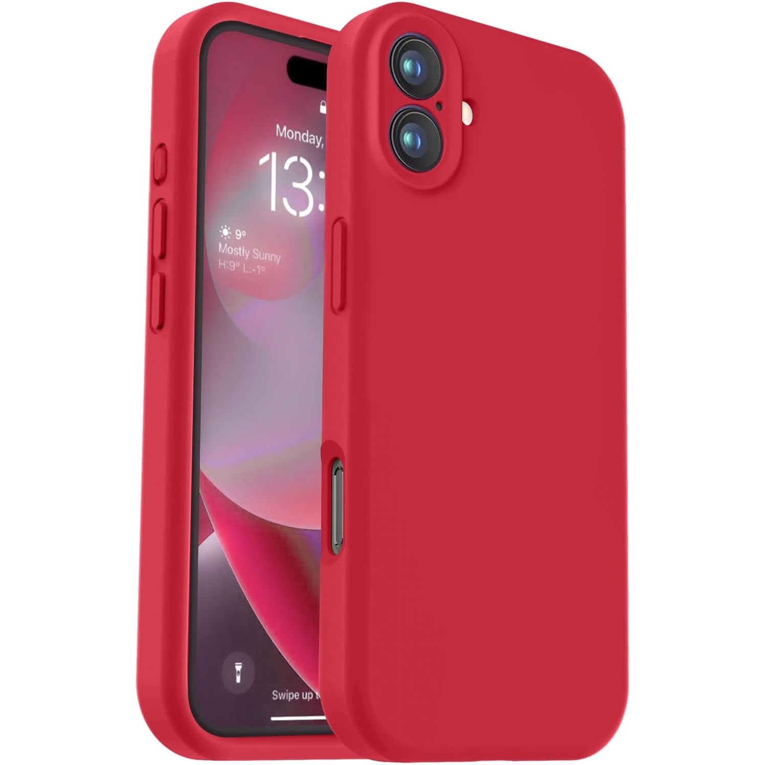 Husa de Protectie, , pentru iPhone 16 Plus, Liquid Silicone, cu Microfibra pe Interior, Protectie Antisoc, Compatibil Incarcare Wireless, Rosu