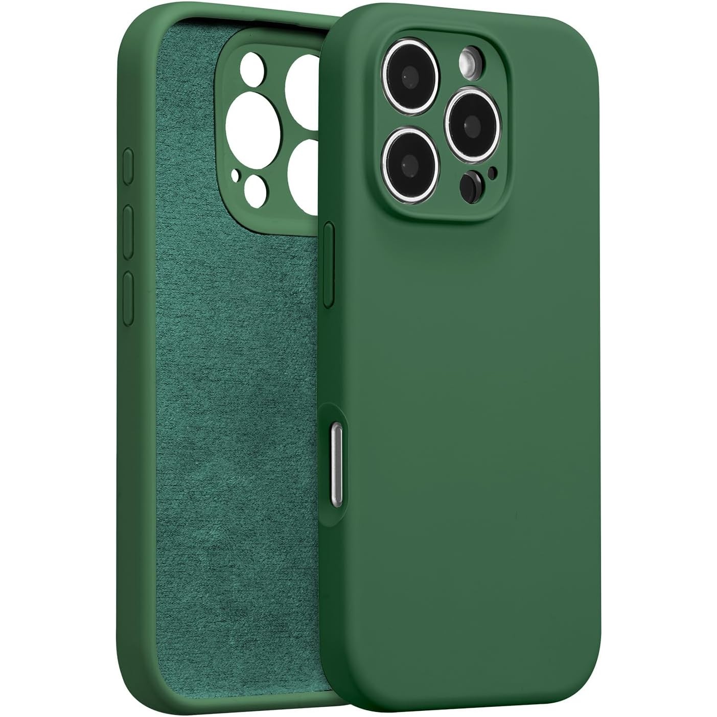 Husa de Protectie, , pentru iPhone 16 Pro Max, Liquid Silicone, cu Microfibra pe Interior, Protectie Antisoc, Compatibil Incarcare Wireless, Verde
