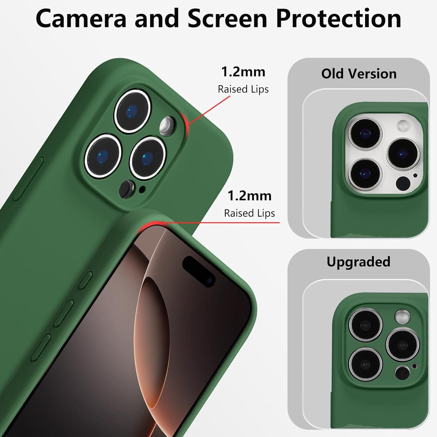 Husa de Protectie, , pentru iPhone 16 Pro Max, Liquid Silicone, cu Microfibra pe Interior, Protectie Antisoc, Compatibil Incarcare Wireless, Verde 4
