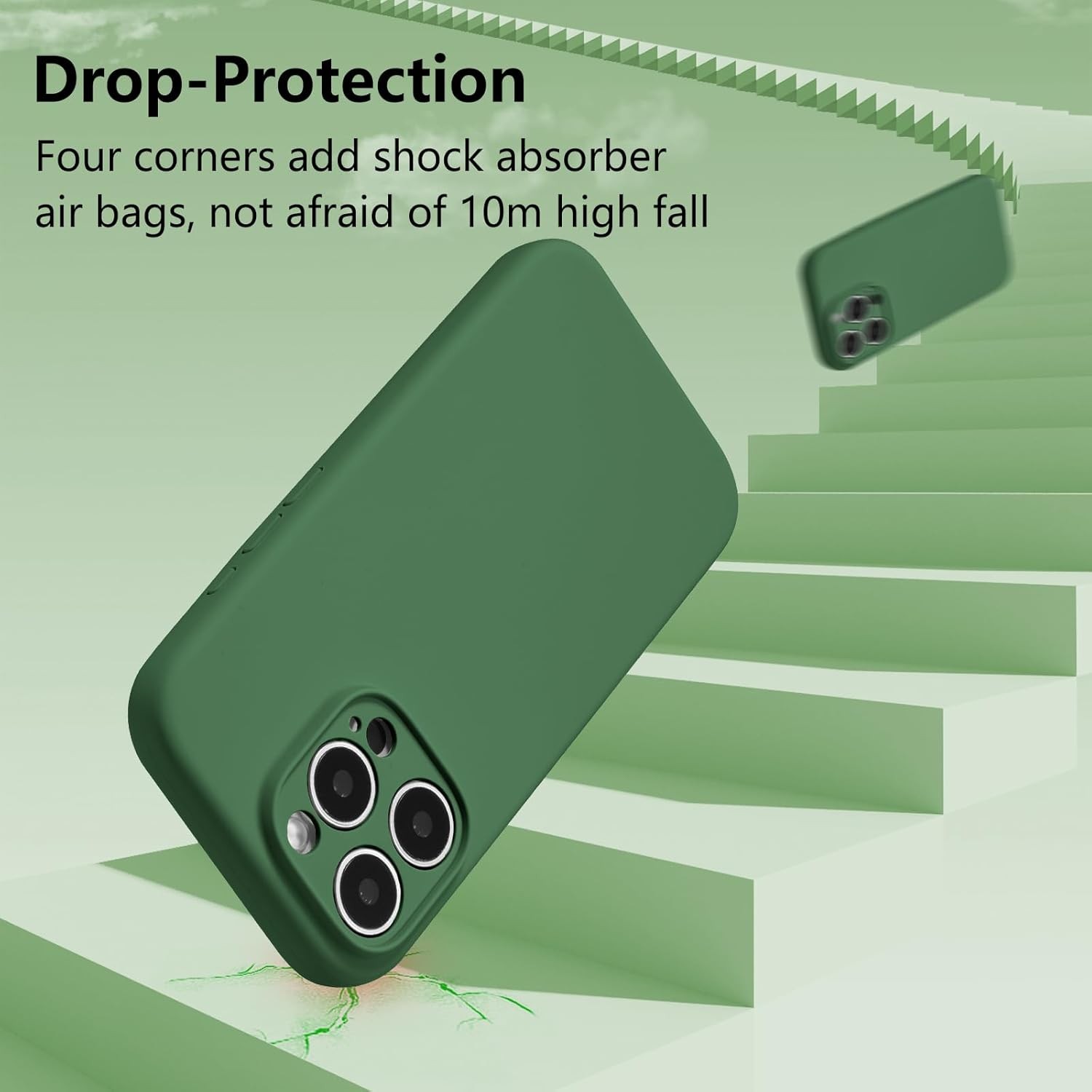 Husa de Protectie, , pentru iPhone 16 Pro Max, Liquid Silicone, cu Microfibra pe Interior, Protectie Antisoc, Compatibil Incarcare Wireless, Verde 3