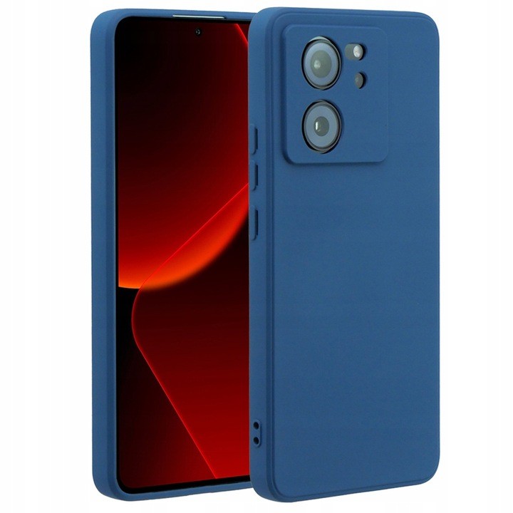 Husa Xiaomi 13T Pro / 13T Luxury Silicone, catifea in interior, protectie camera, Blue