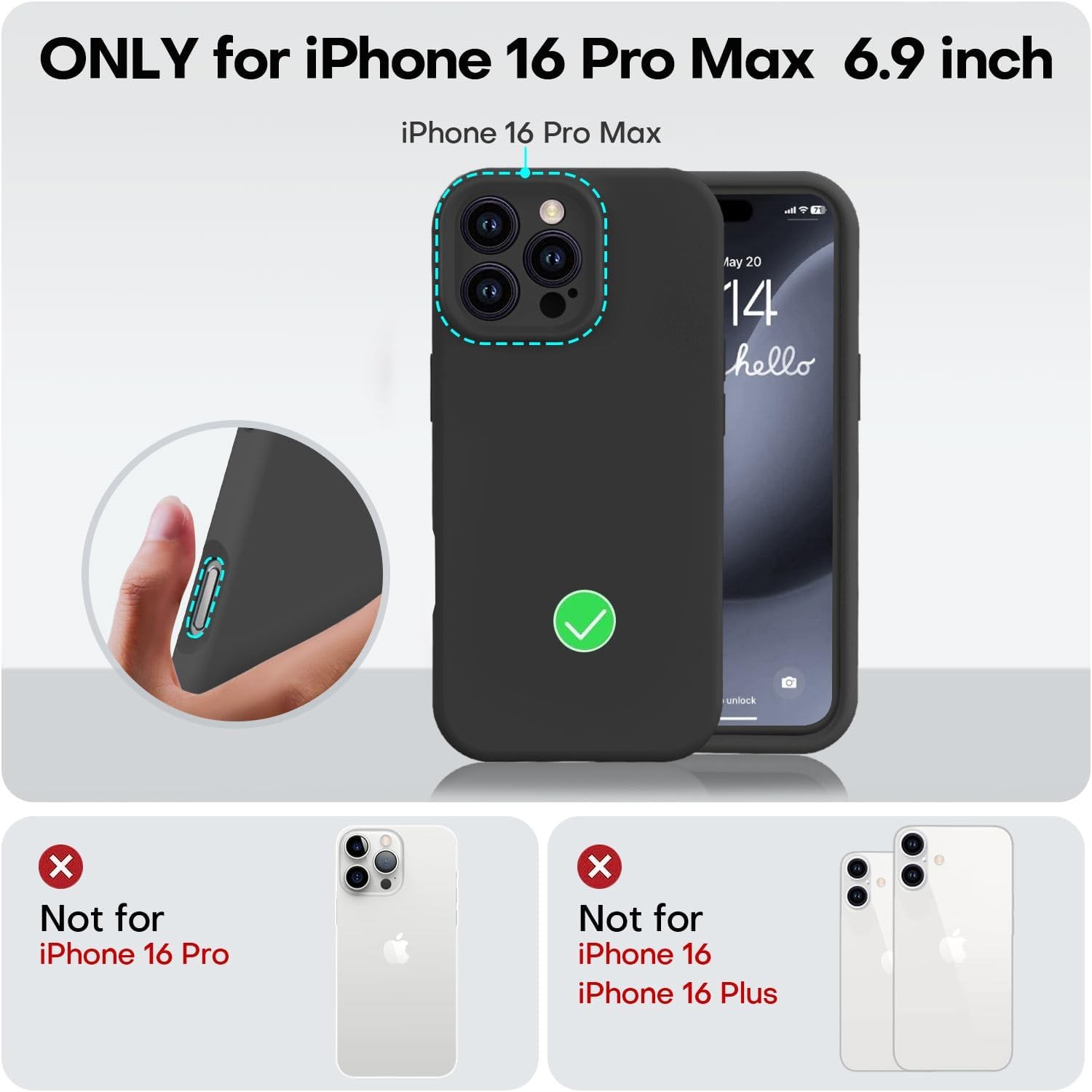 Husa de Protectie Matte TPU, , pentru Apple iPhone 16 Pro Max, Protectie Camera, Antisoc, Antizgariere, Antialunecare, Acoperire Completa, Negru 5