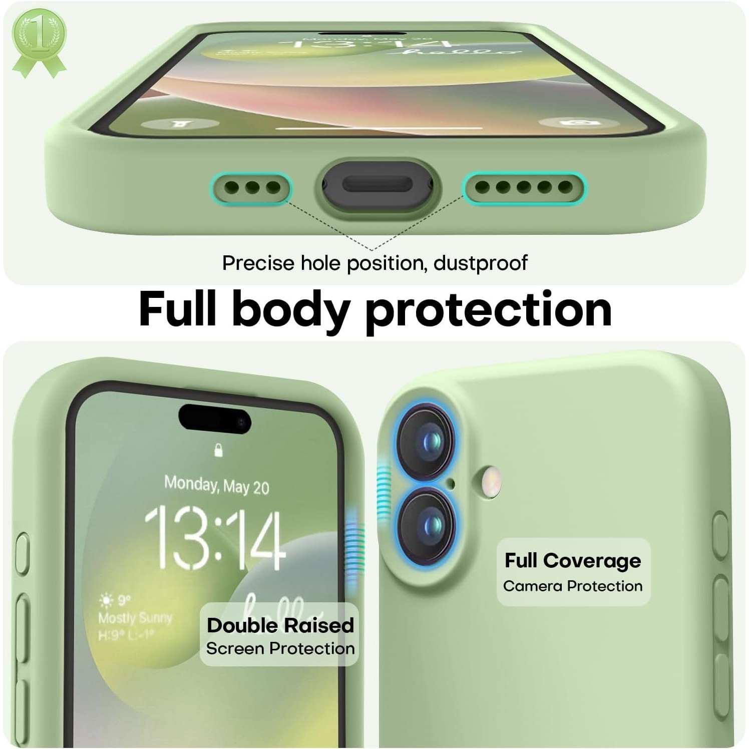 Husa de Protectie Matte TPU, , pentru Apple iPhone 16, Protectie Camera, Antisoc, Antizgariere, Antialunecare, Acoperire Completa, Verde 2