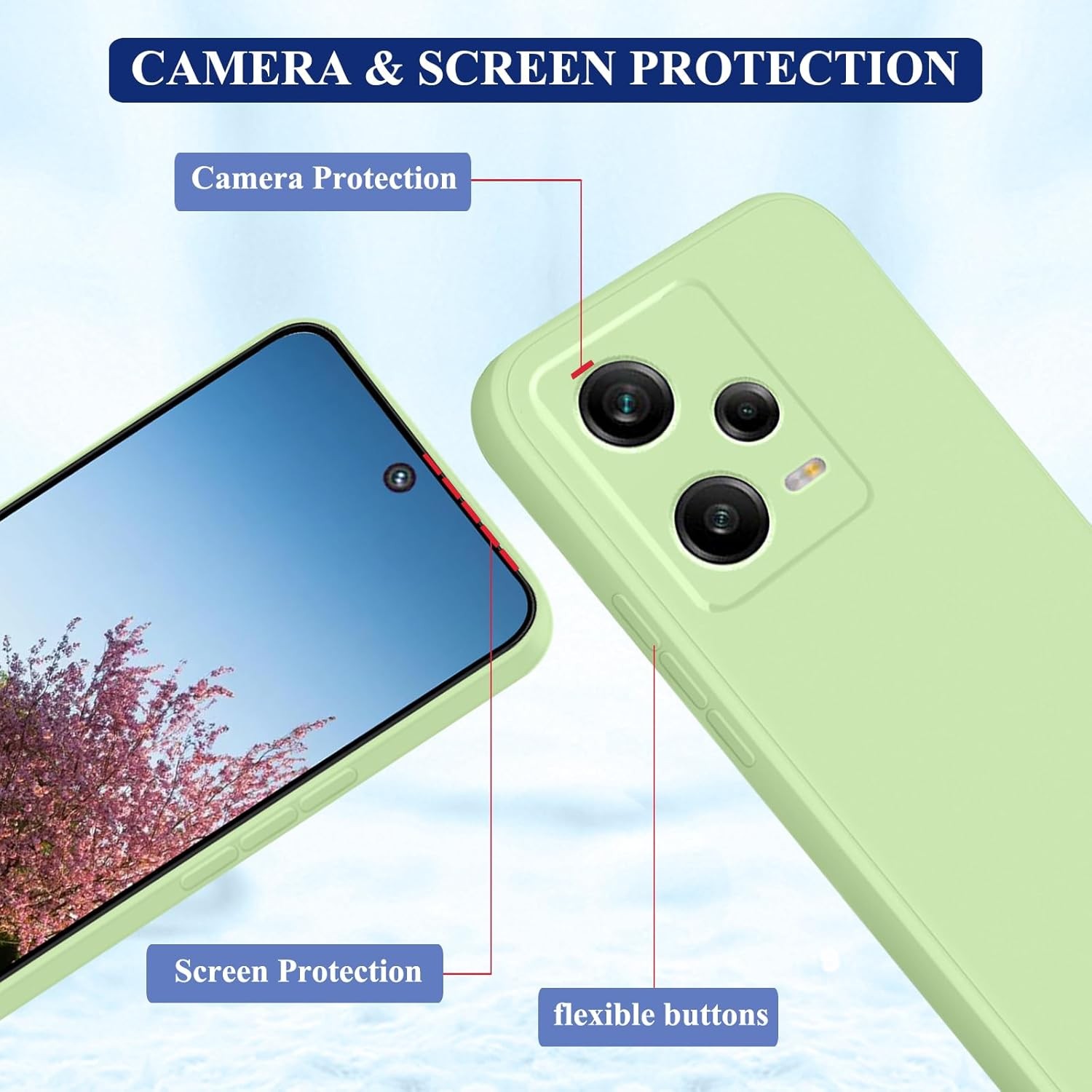 Husa de Protectie Matte TPU, , pentru Xiaomi Redmi 12 Pro, Protectie Camera, Antisoc, Antizgariere, Antialunecare, Acoperire Completa, Verde 3