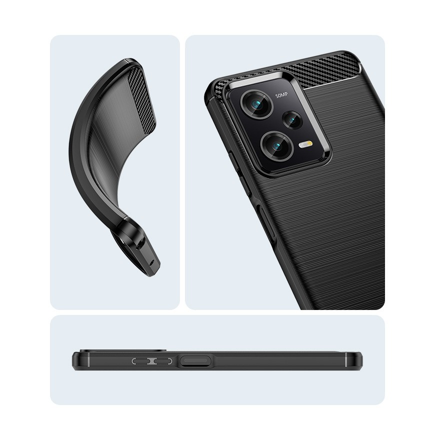 Husa de Protectie pentru Xiaomi Redmi 12 Pro, , Protectie 360, din TPU cu element de Carbon, Anti Alunecare, 1.8 mm, Negru 5