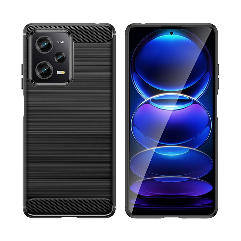 Husa de Protectie pentru Xiaomi Redmi 12 Pro, , Protectie 360, din TPU cu element de Carbon, Anti Alunecare, 1.8 mm, Negru 2