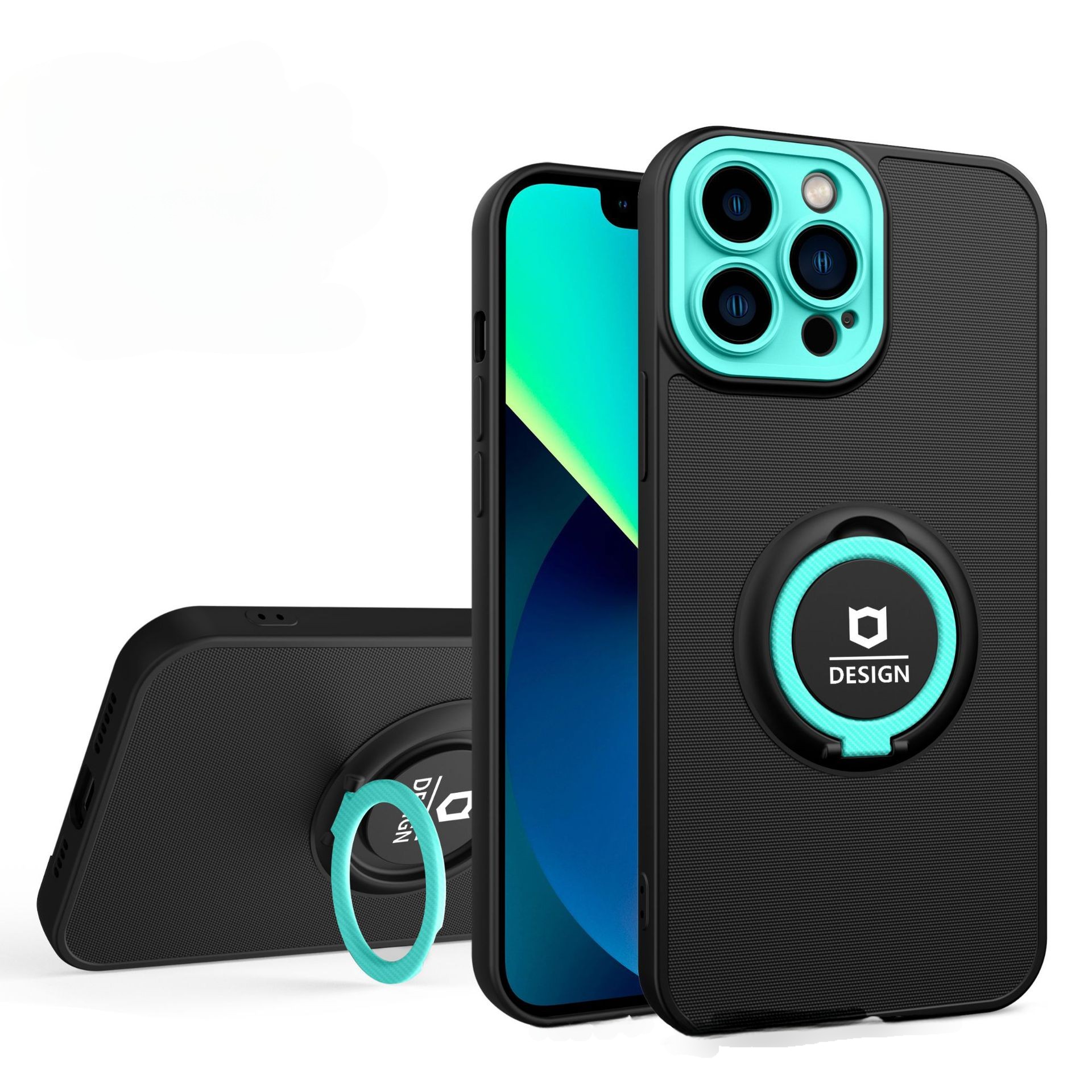 Husa Eagle Eye cu Stand pentru Apple iPhone 12 Pro (6.1) Negru/Turcoaz, Suport Auto Magnetic, Protectie Antisoc 2