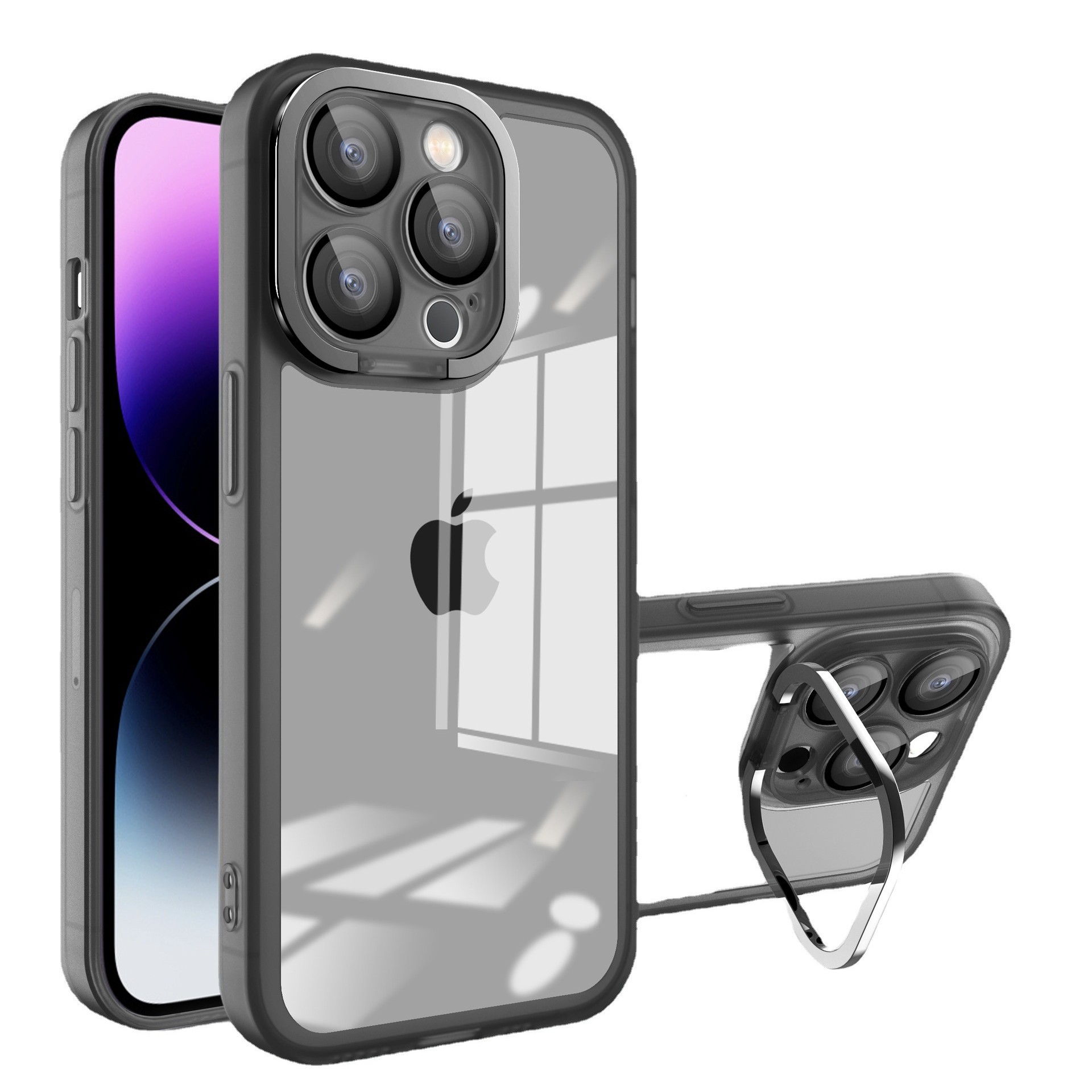 Husa protectie pentru Samsung A13 4G Electroplated cu suport pentru camera, 1.5 mm grosime, protectie camera, Negru 2