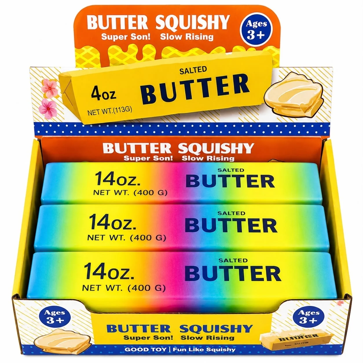 Jucărie Antistres Squishy Butter Multicolor Slow Rising, 23 x 4 cm, Super Moale și Elastică