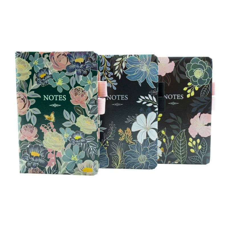Jurnal C6 CNX 6500-32, 160 pagini, flori, coperta carton, cu suport de pix