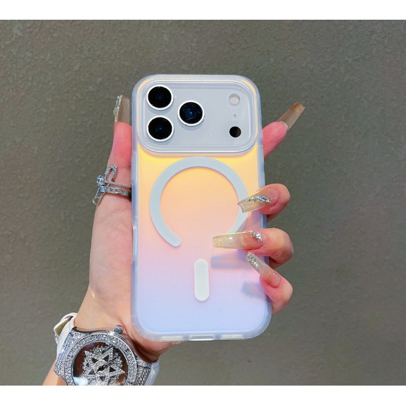 Husa Telefon, , Compatibila iPhone 17 Pro, Model Cameleon, Magsafe, Schimbare Gradient de Culoare din Unghiuri Diferite, Multicolor 2