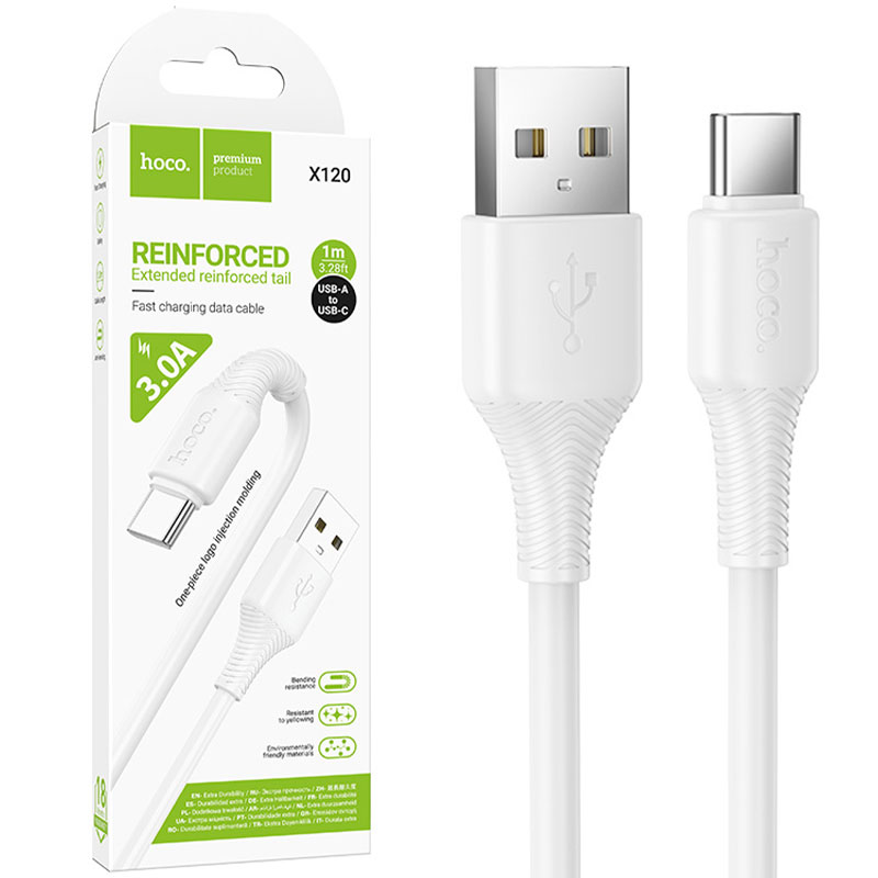 Cablu date si Incarcare Hoco X120, USB to Type-C (USB-C), 1 metru, 3A, alb