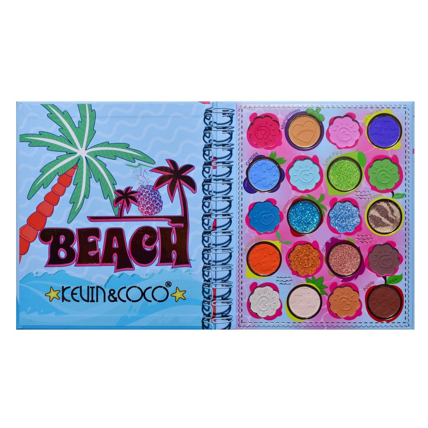 Palete de Machiaj, KEVIN & COCO, Colour Fruit Party, Fard de Pleoape, 20 culori, 15.3 x 17.4 x 1.2 cm 2