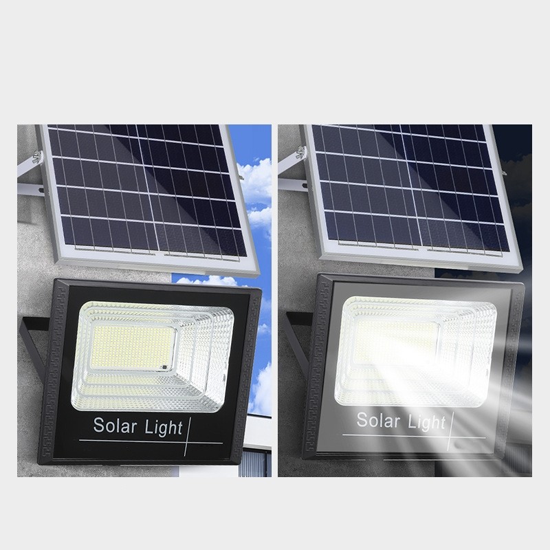 Proiector LED SMD 300W cu incarcare solara , panou solar, cu telecomanda, suport prindere, material ABS, 18AH, 400 LED-uri, temperatura culoare 6500k, 32x26x9 cm, negru 3