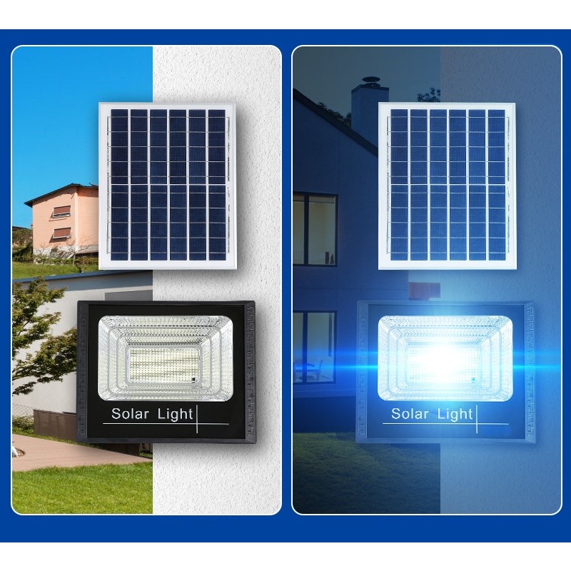 Proiector LED SMD 300W cu incarcare solara , panou solar, cu telecomanda, suport prindere, material ABS, 18AH, 400 LED-uri, temperatura culoare 6500k, 32x26x9 cm, negru 4