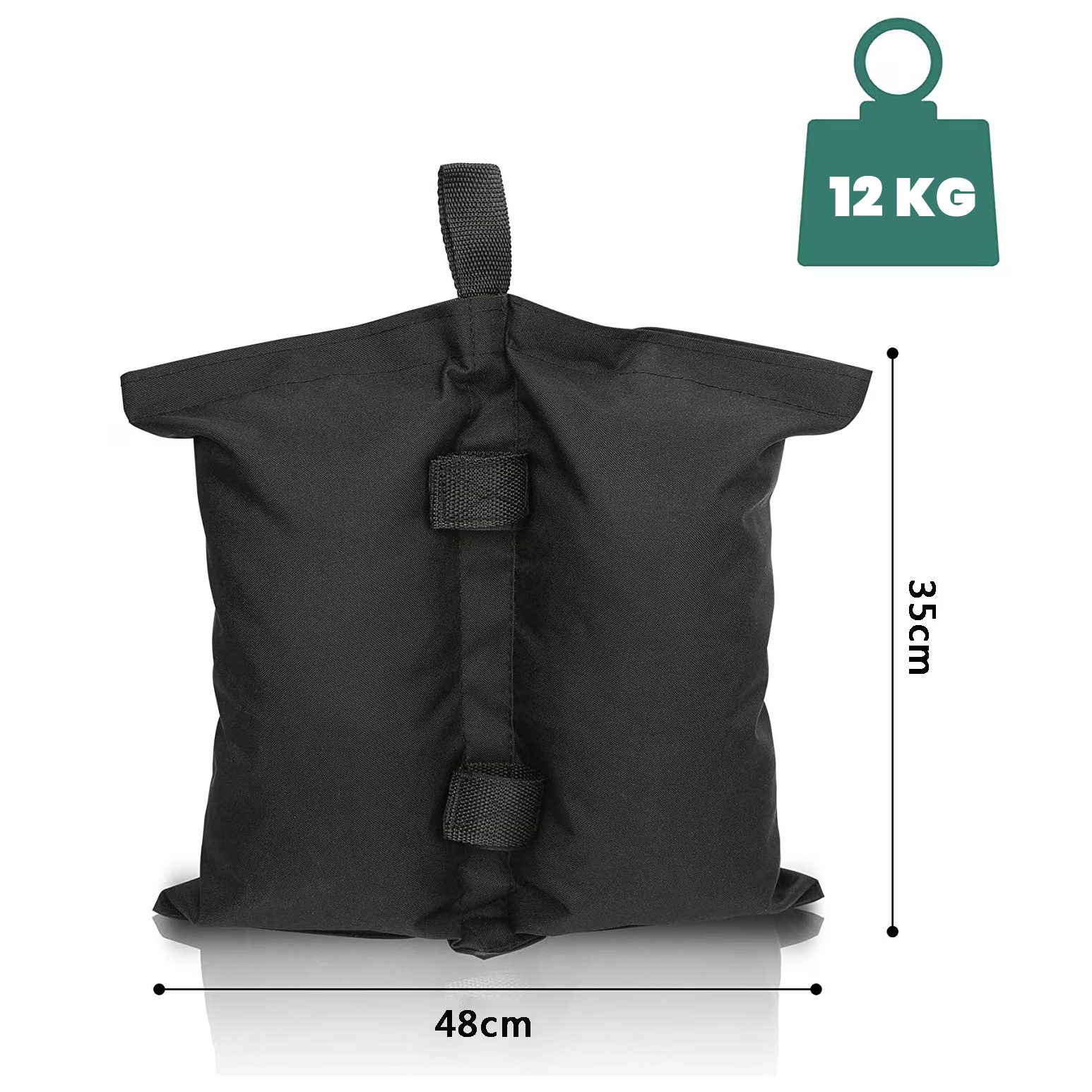Saci de Ancorare Cort/Pavilion, , Set 4 Bucati, Saci cu 2 Buzunare pentru Stabilizarea Cortului, 48 x 35 cm, Negru 2