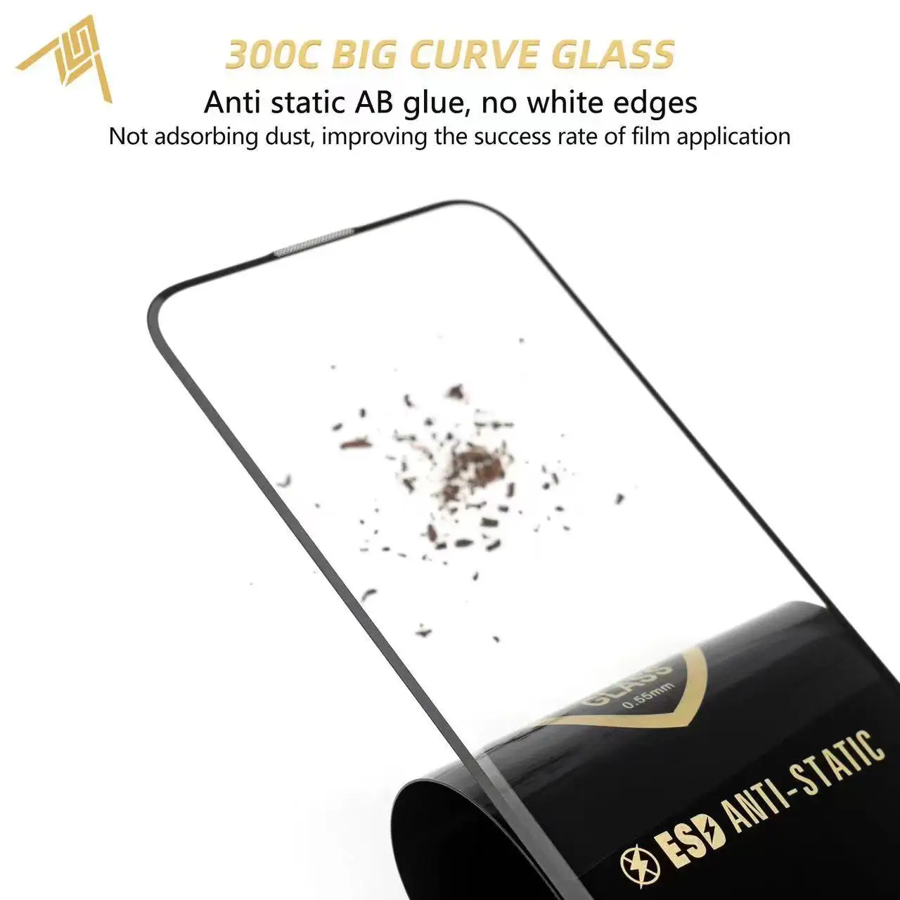 Folie de sticla Samsung Galaxy A03s, Big Curve 300CC, 0.55 mm, margini curbate, negre 2