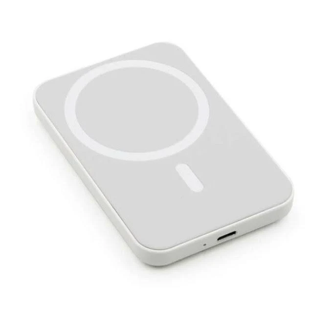 Baterie externa Magsafe, 5000 mA, compatibila Iphone, Samsung, Huawei si alte modele cu suport incarcare Wireless, alba 2