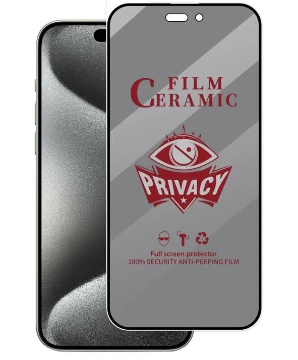 Folie de protectie Apple iPhone 16, Matte Privacy Ceramic, margini negre