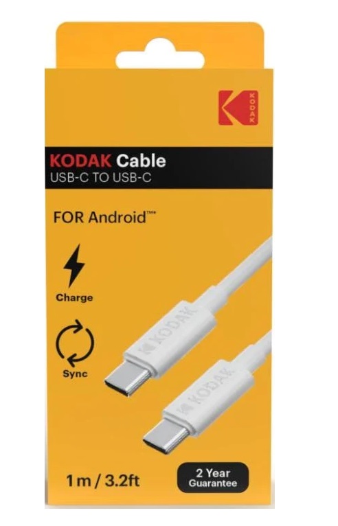 Cablu de date si incarcare KODAK, Type-C to Type-C, 1 metru, 2A/10W/5V, alb 2