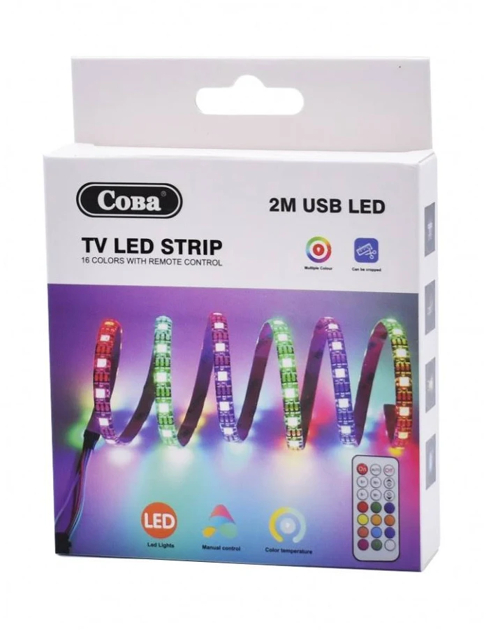 Banda LED RGB pentru TV, USB 5V, lungime 2 metri, telecomanda inclusa 2