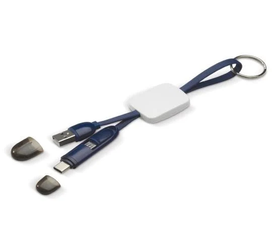 Cablu de incarcare tip breloc cu 2 capete (Type-C, MicroUSB), 17 cm, albastru 2