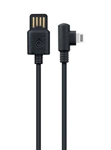 Cablu de date si incarcare Lightning (iPhone) OnePlus, conector la 90 grade, 2A, 1 metru, negru