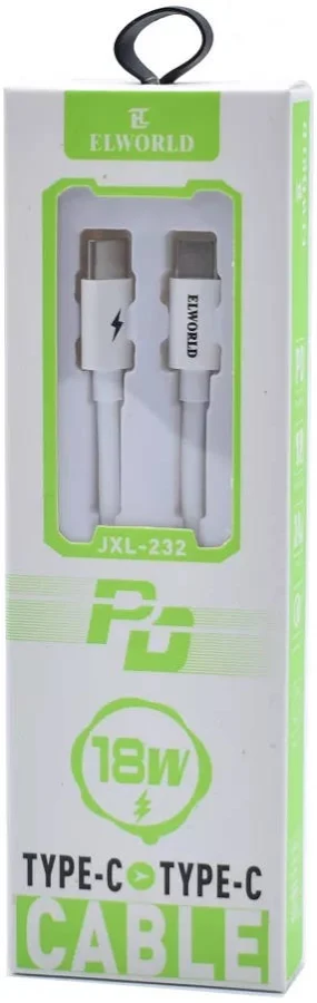Cablu de date si incarcare Type-C to Type-C JXL-232, 18W, alb 2