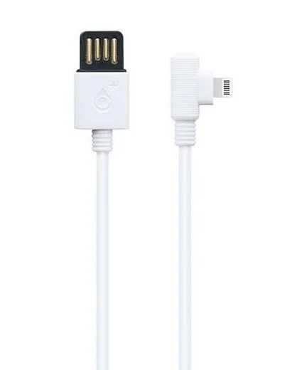 Cablu de date si incarcare Lightning (iPhone) OnePlus, conector la 90 grade, 2A, 1 metru, alb