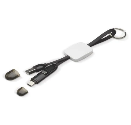 Cablu de incarcare tip breloc cu 2 capete (Type-C, MicroUSB), 17 cm, negru 2