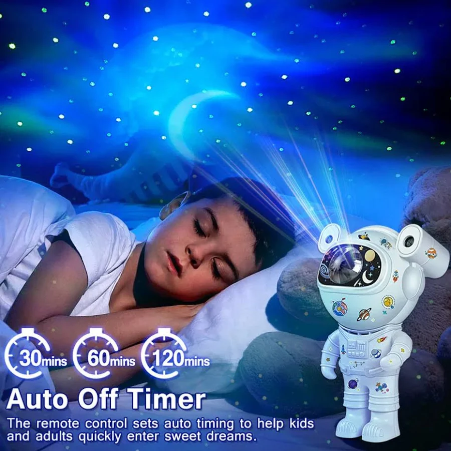 Astronaut cu proiector luna si stele, lampa de veghe copii, boxa bluetooth, telecomanda, alimentare Type-C 2