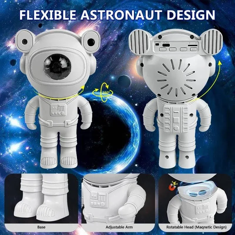 Astronaut cu proiector luna si stele, lampa de veghe copii, boxa bluetooth, telecomanda, alimentare Type-C 3