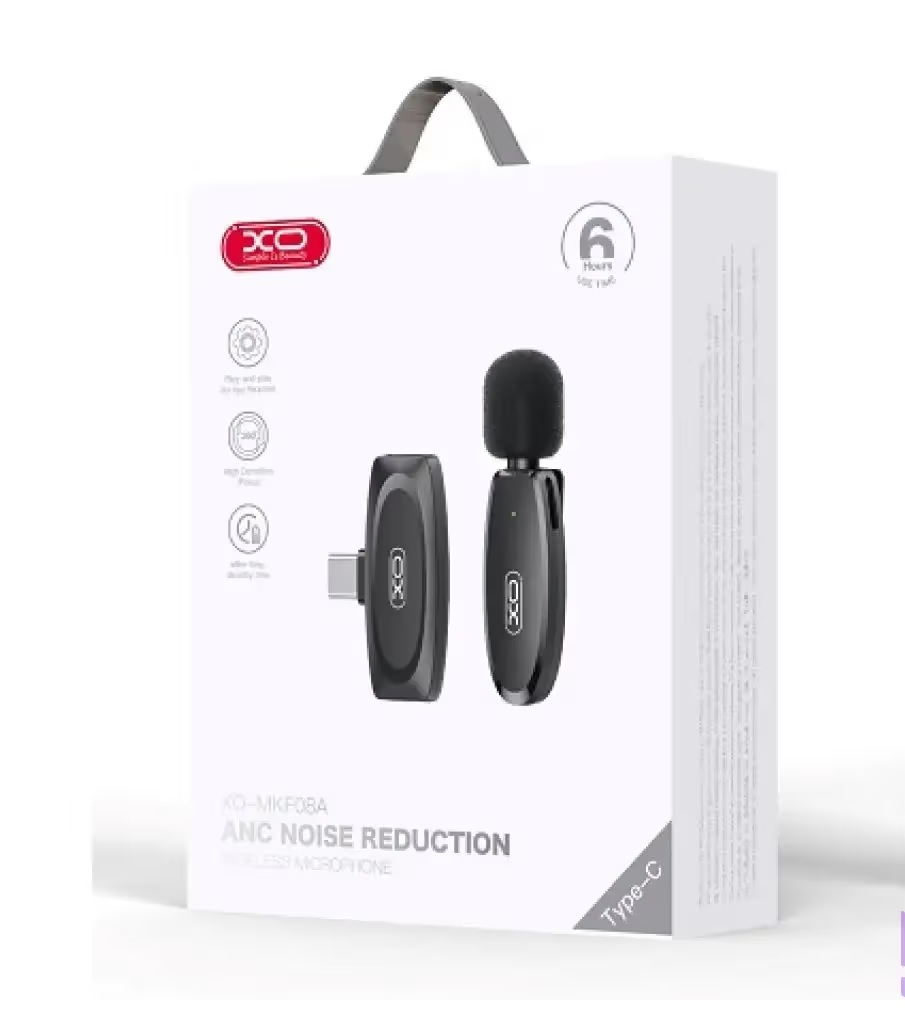 Lavaliera / Microfon Wireless, XO MKF08A, USB-C, 2.4G, negru 3